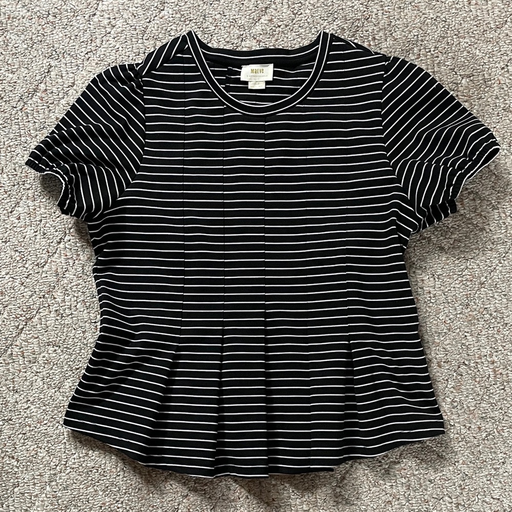 Black and White Striped peplum top from anthropology size large